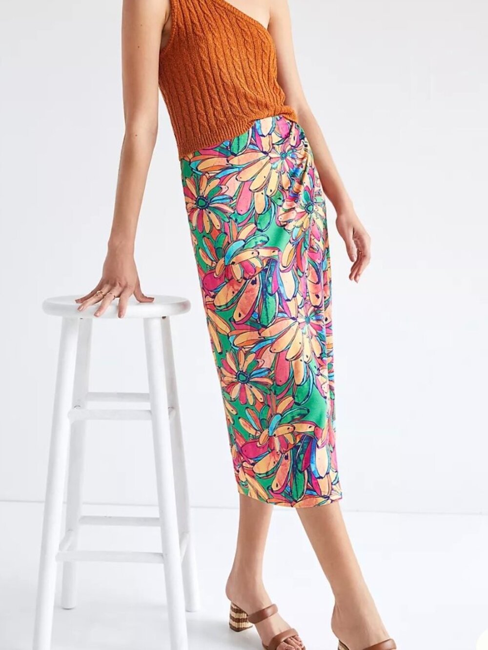 Farm Rio Getaway Midi Skirt XS petite boho chic art to wear